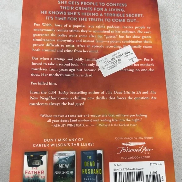 Tell Me What You Did Novel by Carter Wilson - Picture 2 of 3